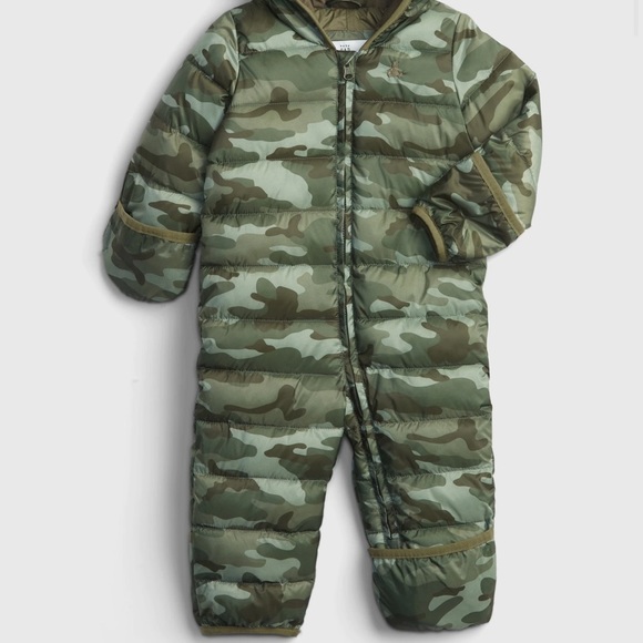Gap Baby ColdControl Puffer One-Piece - Olive green camo - Picture 2 of 9